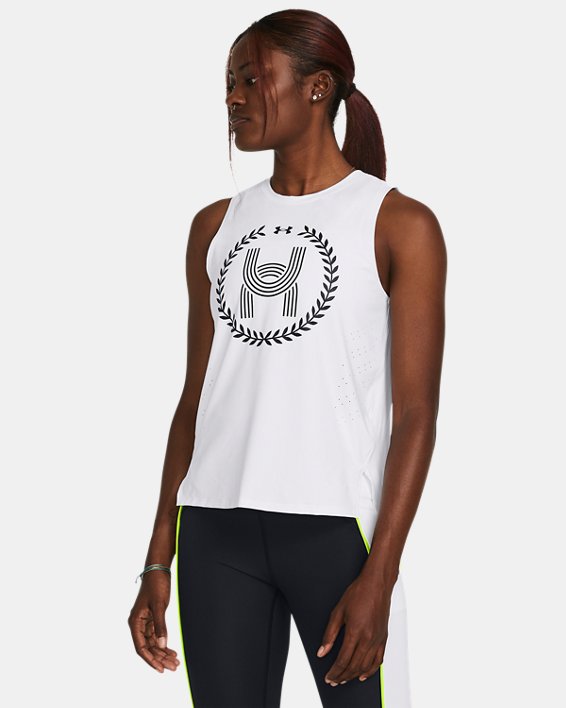 Camiseta de tirantes UA Launch Elite para mujer, White, pdpMainDesktop image number 0